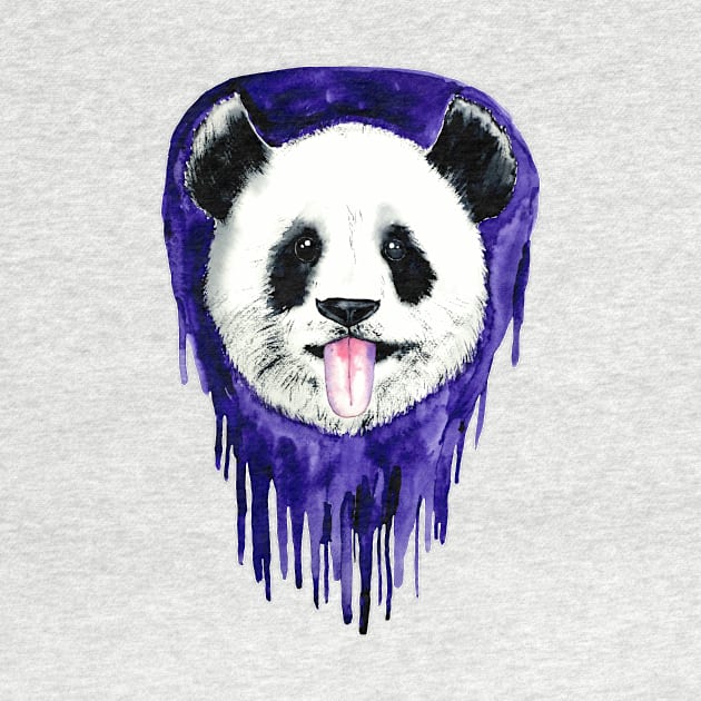 panda bear watercolor art by NemfisArt